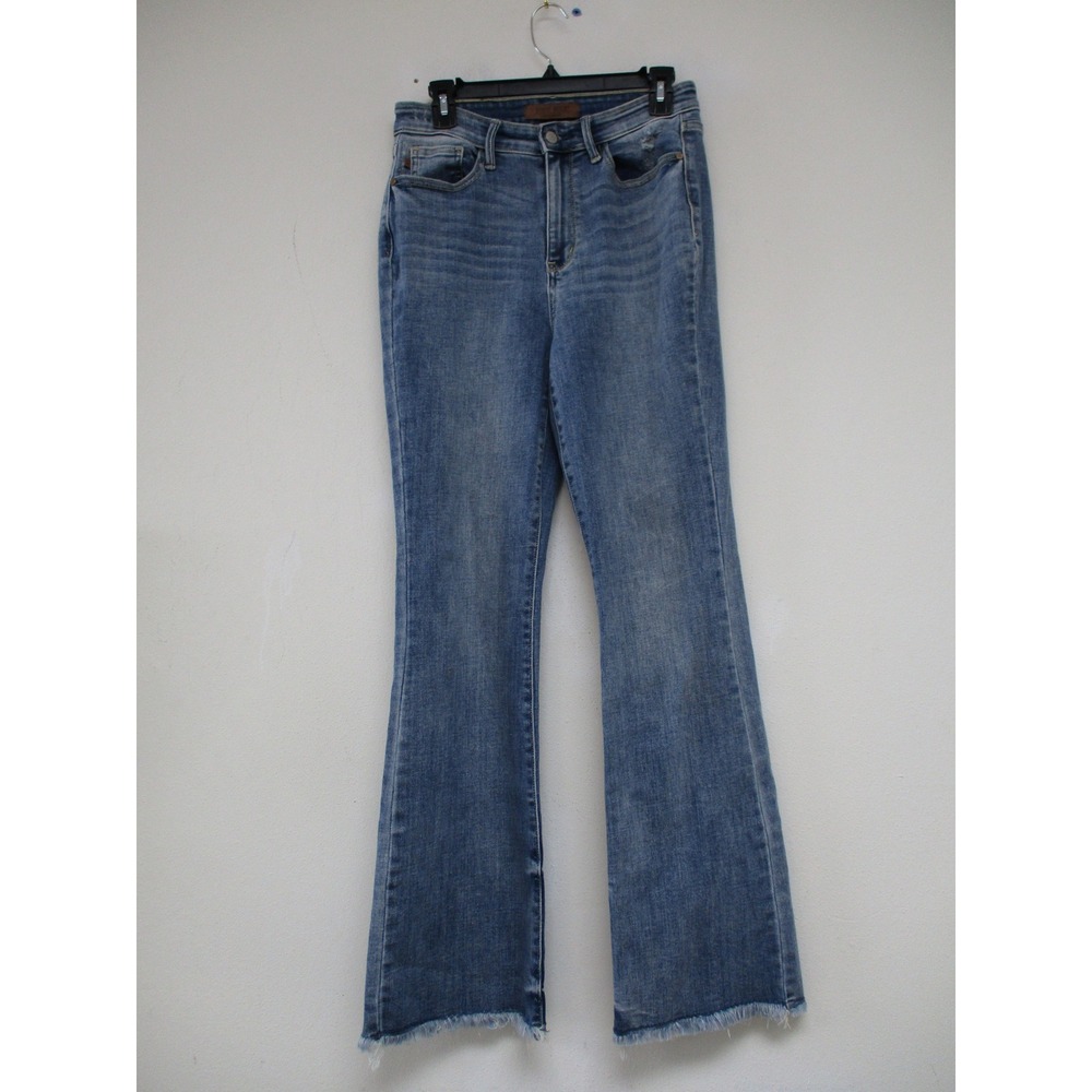 Judy Blue Bootcut Jeans Womens 7/28 Blue Raw Hem Distressed Denim